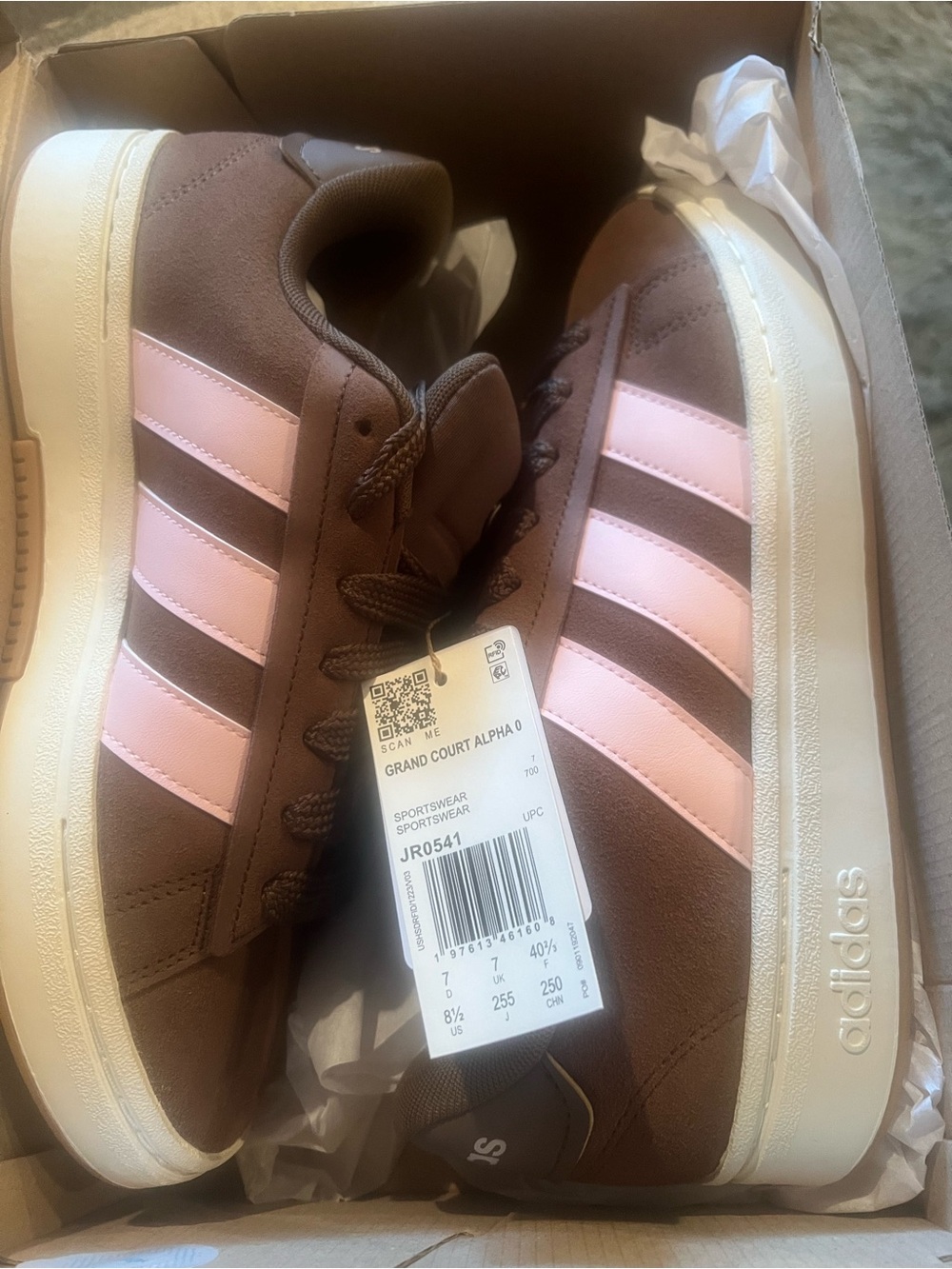 Adidas Grand Court Alpha 00s Sneakers Brown/Pink Stripes 8.5 Women’s